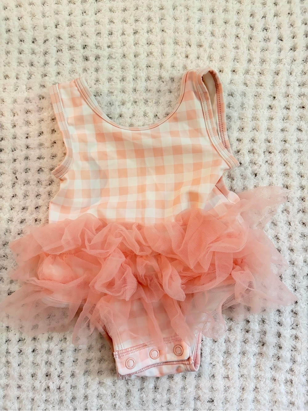 Tucker + Tate Peach Gingham Tulle Tutu One-Piece Bodysuit
